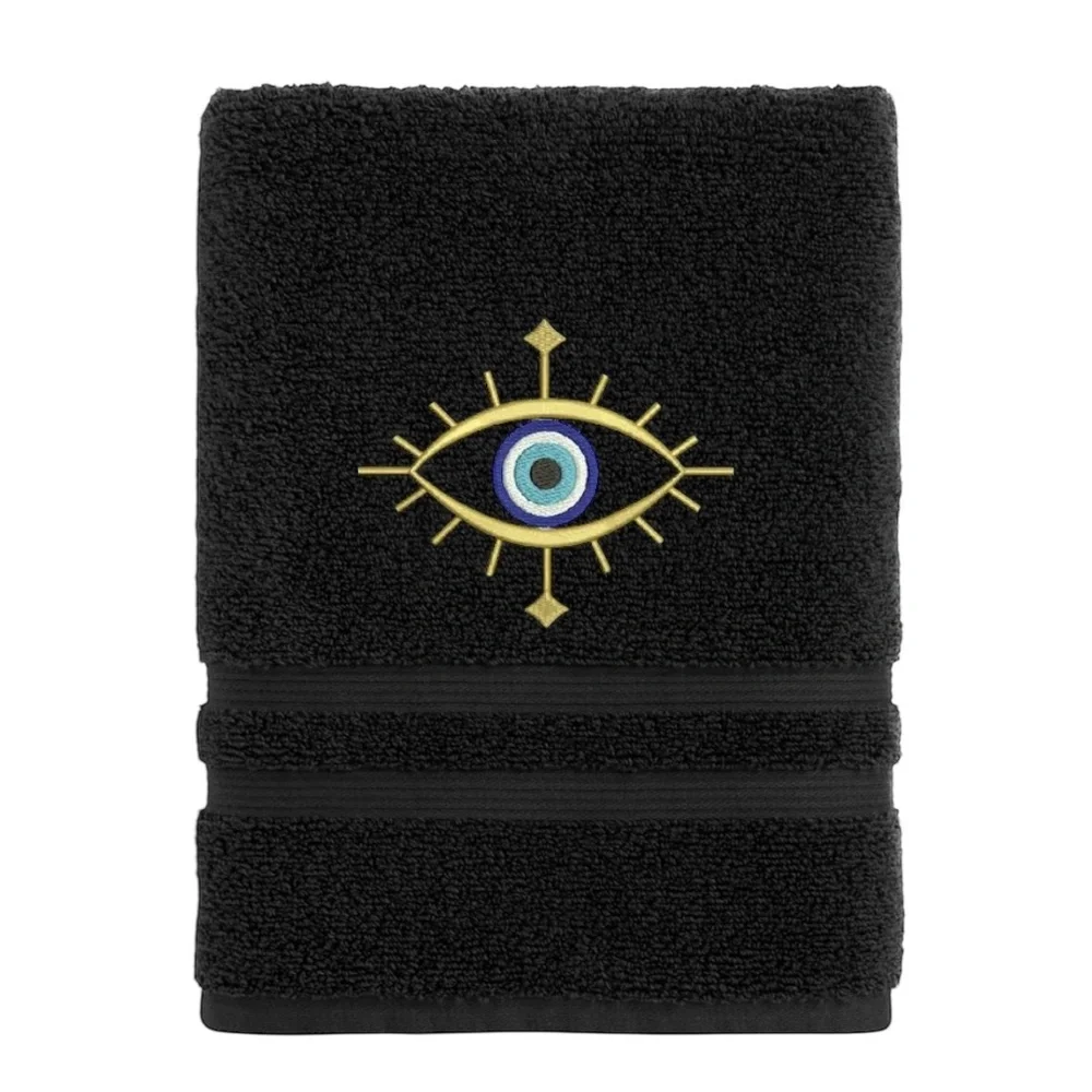 Hand Evil Eye Embroidered Hand towel Pick one New Made to order Black